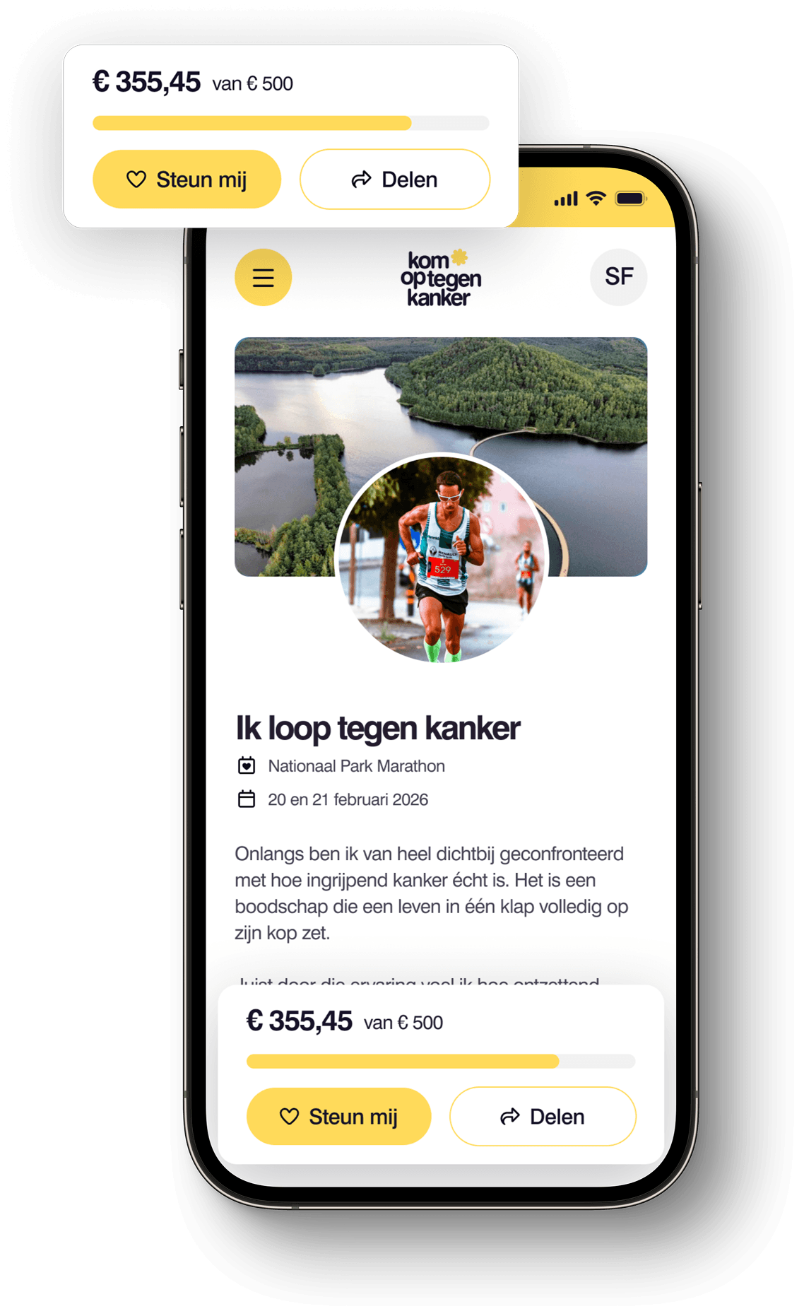 Schermafbeelding van de pagina van een deelnemer